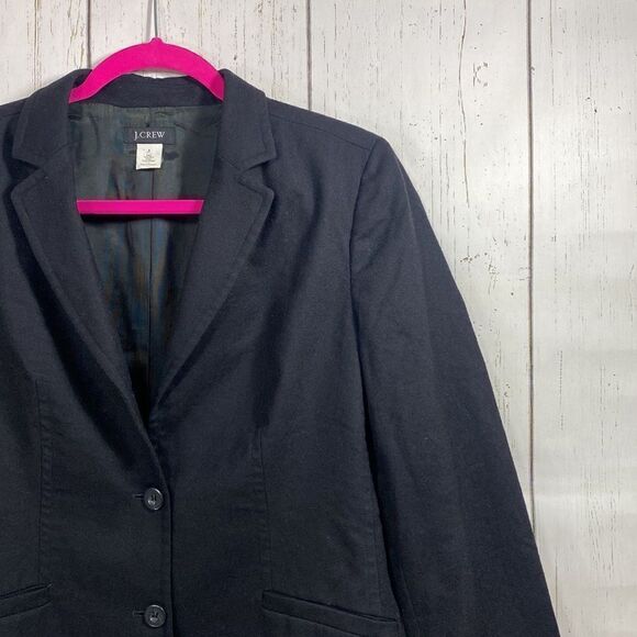 Vintage J.Crew 100% Wool Black Blazer Size 8 Classic Minimalist Office Chic - Picture 4 of 12